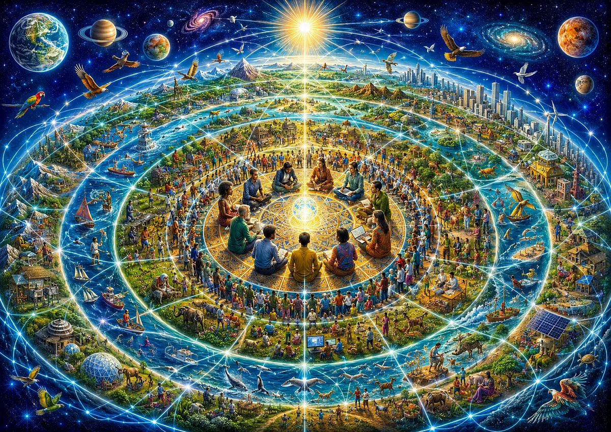 Diagram illustrating the interconnectedness of everything in the cosmos